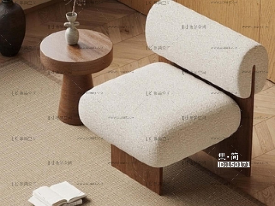 中古休闲椅_中古风沙发椅SU模型