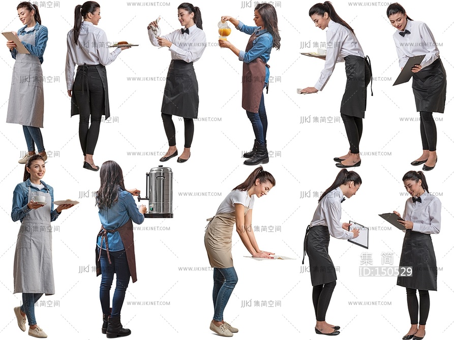 02-餐厅空间人物餐厅服务员服务生效果图人物_免抠贴图