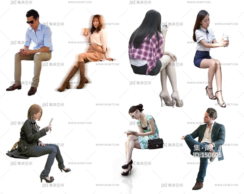 11-psd坐着的人坐姿人免扣素材.