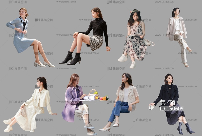 25-免抠时尚坐姿人物贴图