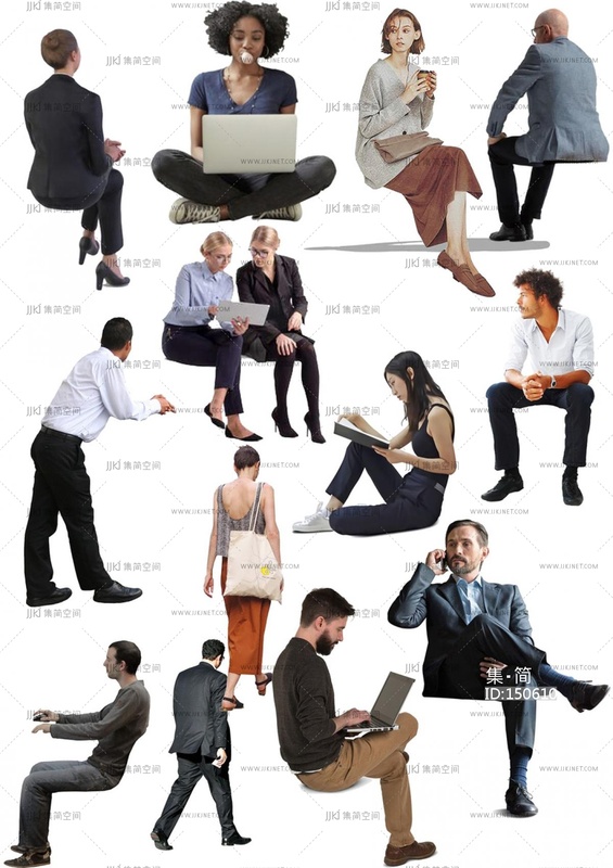 26-免抠坐姿办公人物素材psd贴图下载