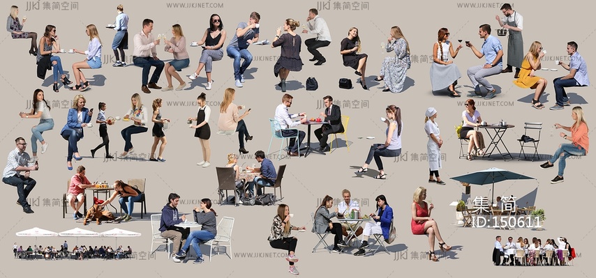 27-商业伞椅喝水人_免抠贴图