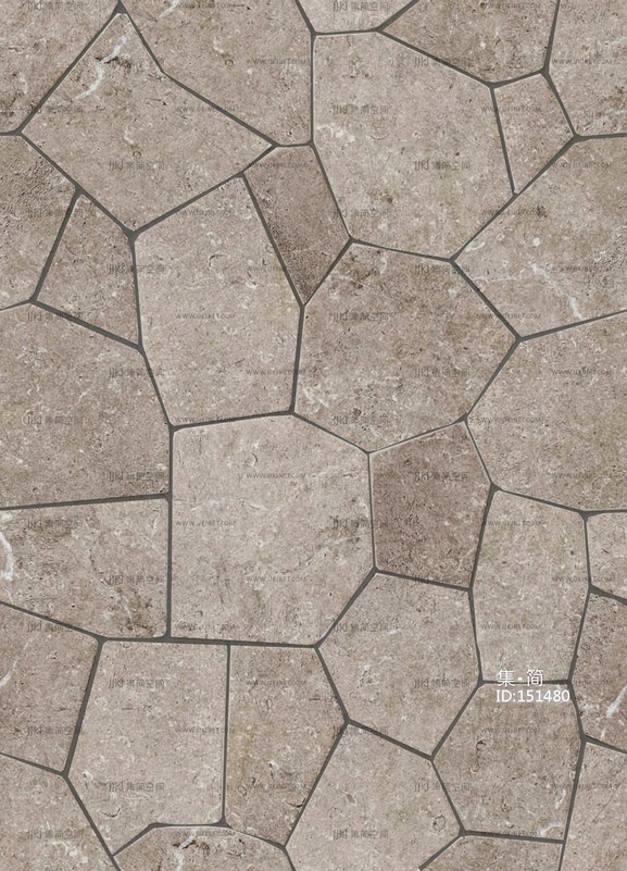 无缝米黄色碎拼莱姆石地砖仿古砖贴图 (2)