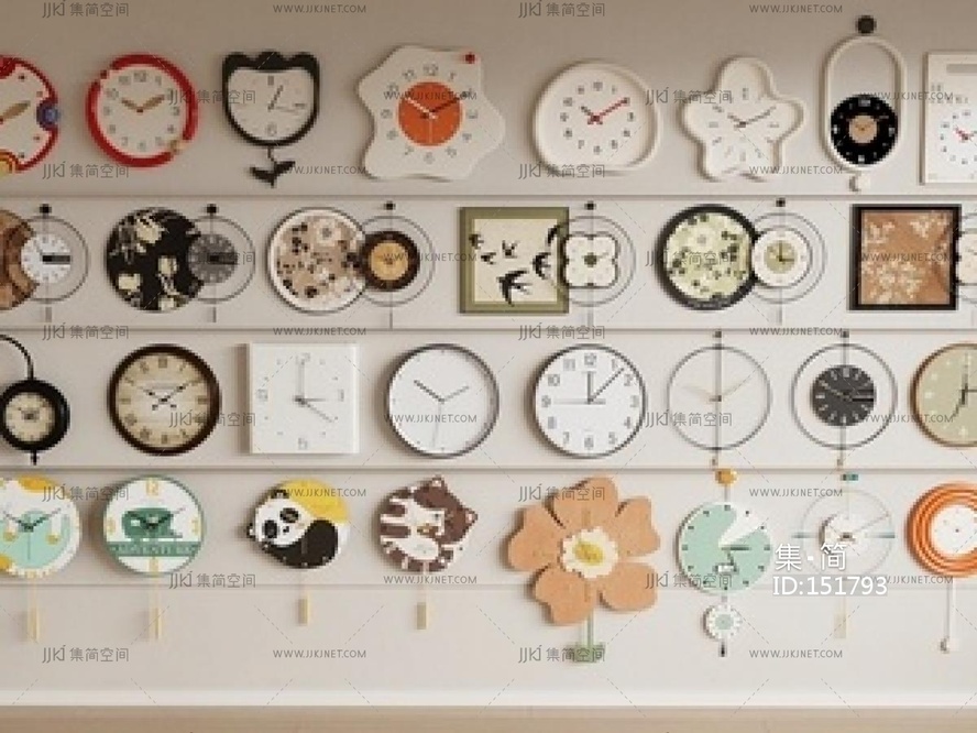 现代钟表_挂钟_吊钟_手表_闹钟SU模型