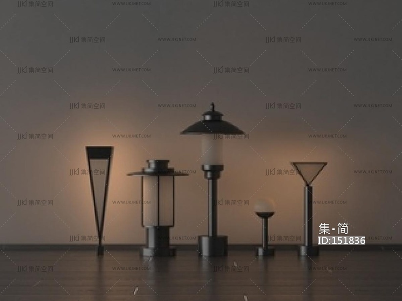 现代庭院灯SU模型