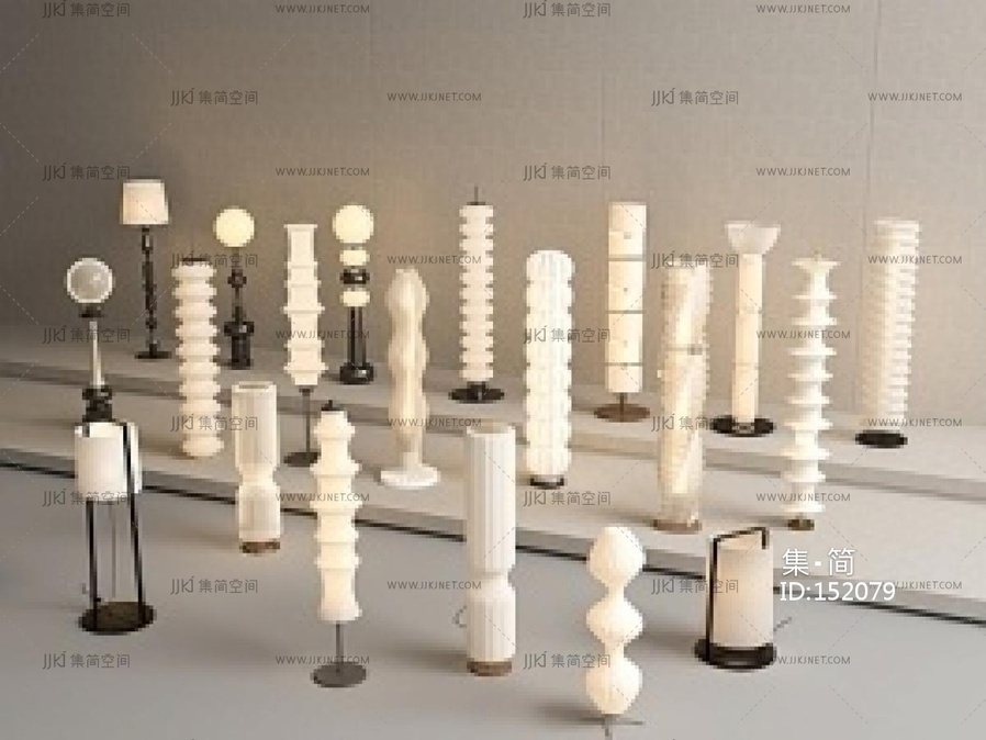 法式奶油落地灯组合SU模型