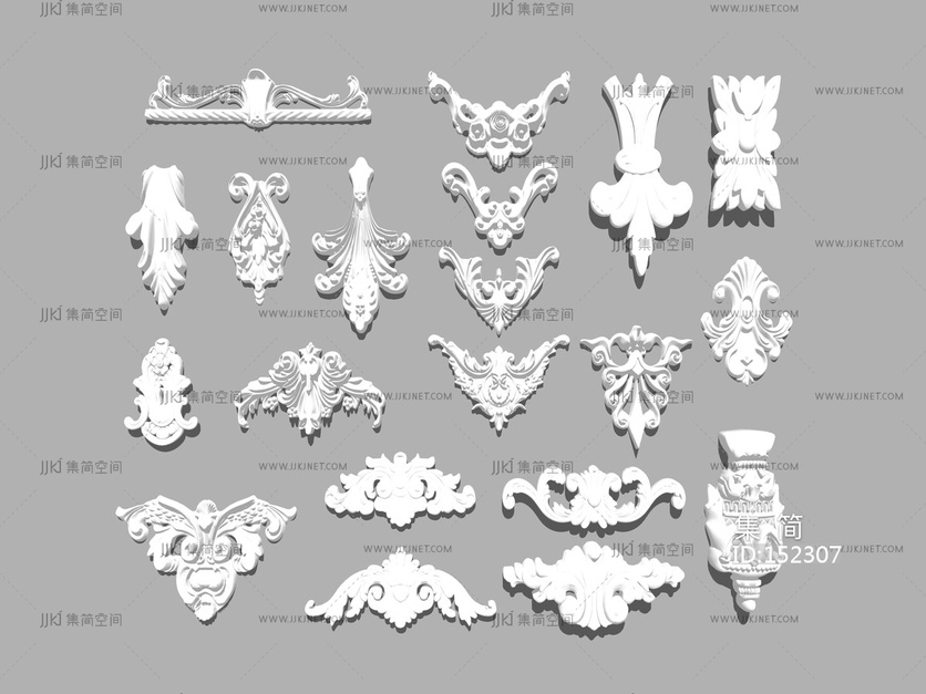 欧式线条雕花石膏造型墙饰