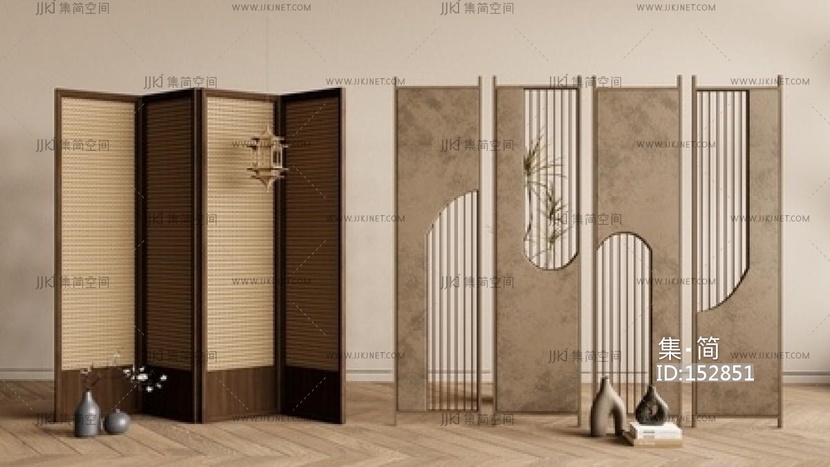 新中式侘寂屏风SU模型