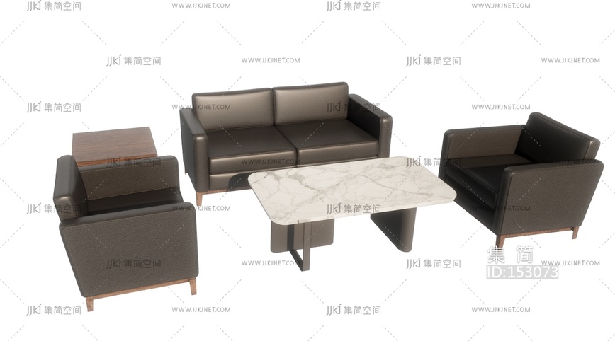 现代办公沙发组合su模型