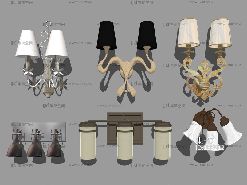 现代风格壁灯 su草图模型