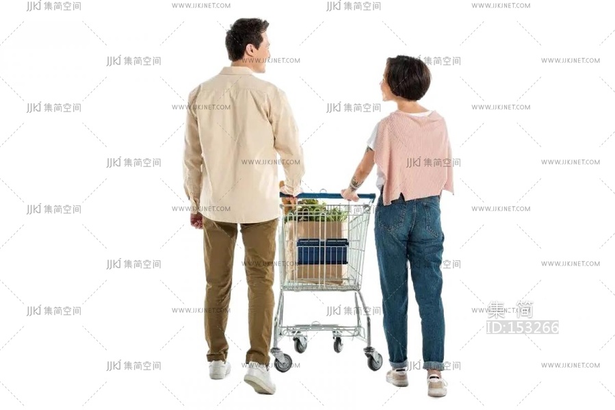 超市购物推着购物车背影人物背景人物png免扣人物素材 (2)
