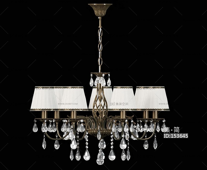 欧式古典吊灯灯罩吊灯3D模型