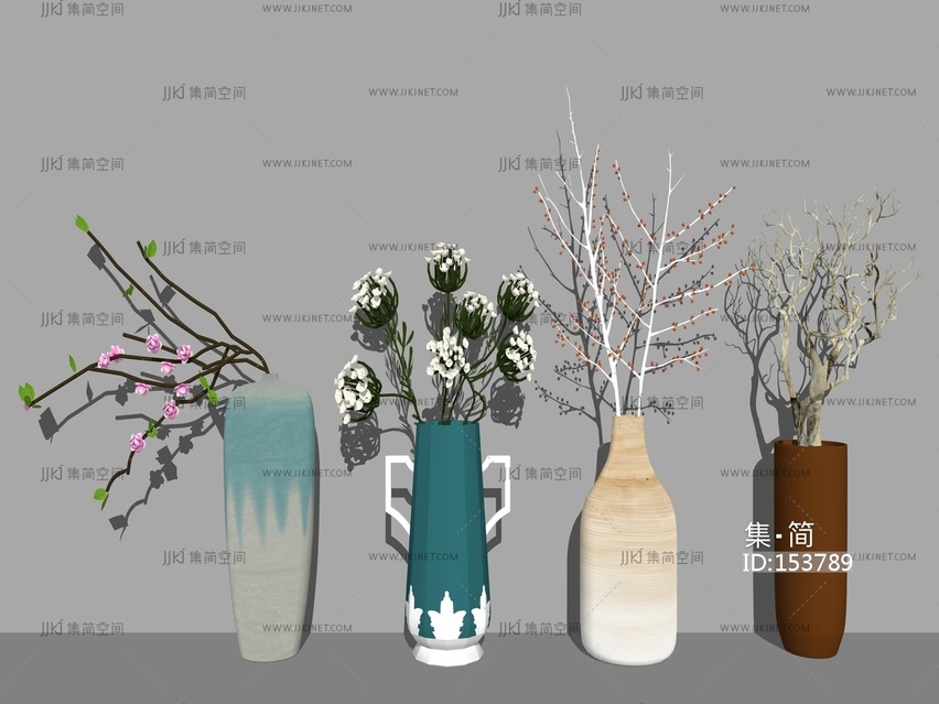 现代风格花瓶装饰品 su草图模型