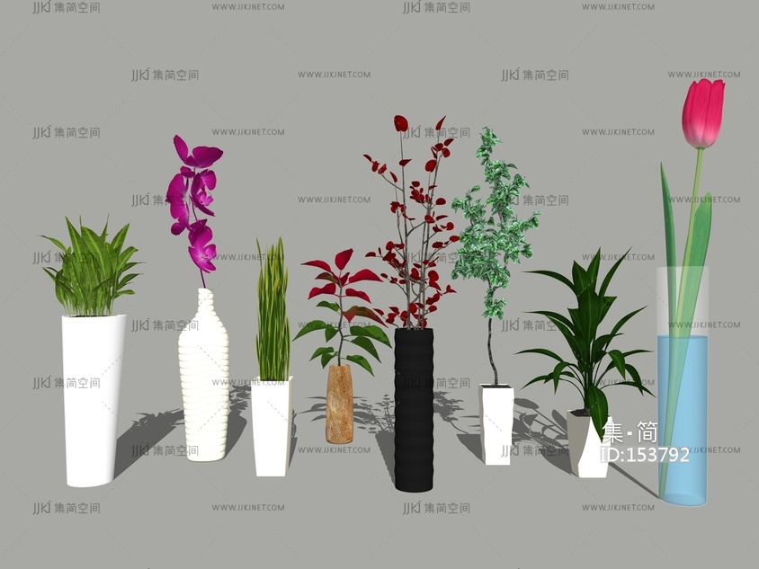 现代风格花瓶工艺品摆件 su草图模型