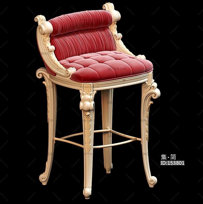 美式欧式吧椅3D模型
