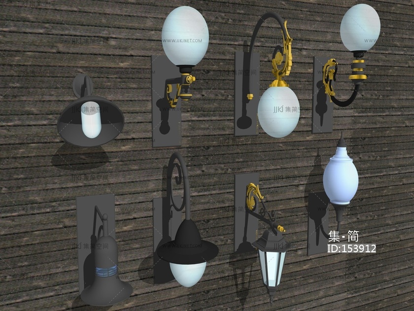 现代景观灯路灯壁灯 su草图模型