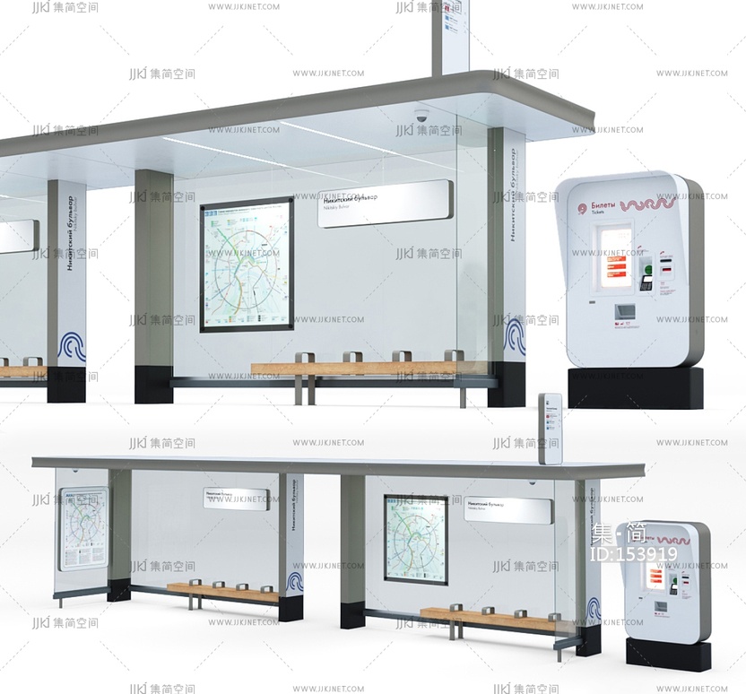 公用器材_公共交通站点，候车厅SU模型