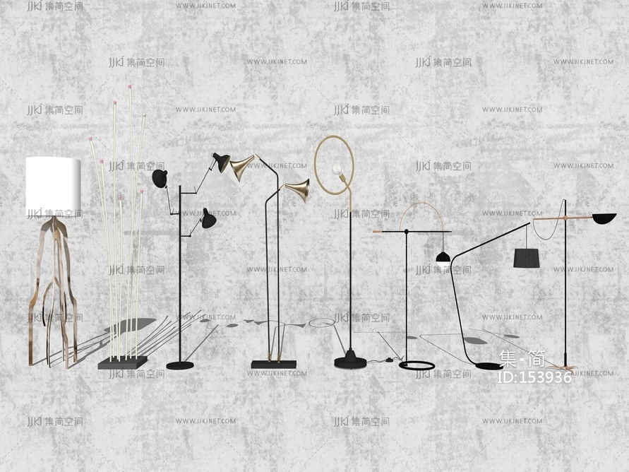 现代落地灯 su草图模型