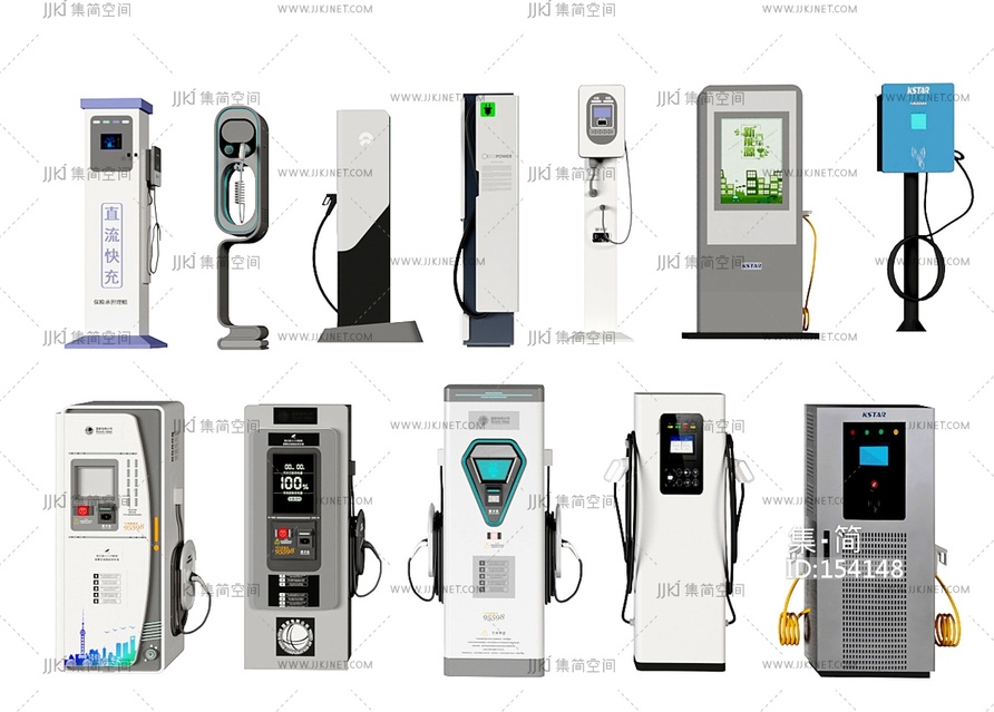 公用器材_充电桩_汽车充电桩_新能源充电桩_共享充电桩_加油站自助充电桩su模型