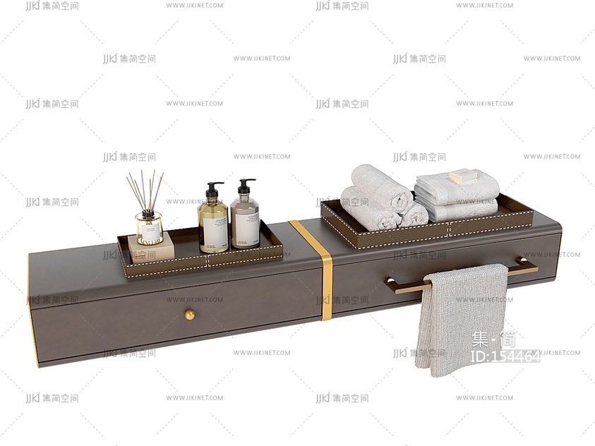 02卫生间用品洗漱用品酒店用品托盘毛巾香薰3d模型