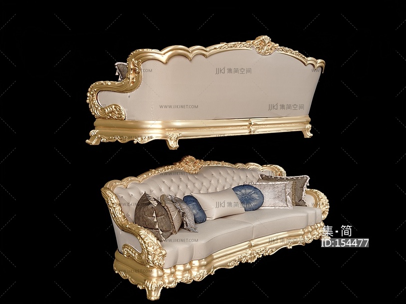 欧式法式古典雕花沙发3d模型