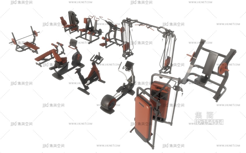 现代健身器材跑步机SU模型