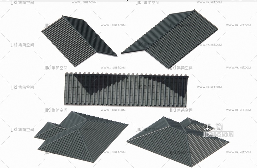 中式古建屋顶现代屋顶_瓦片SU模型