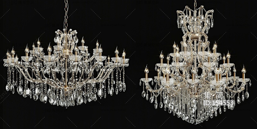 欧式古典吊灯水晶吊灯3D模型