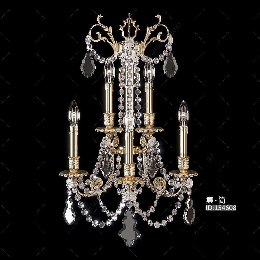 壁灯欧式水晶壁灯su模型