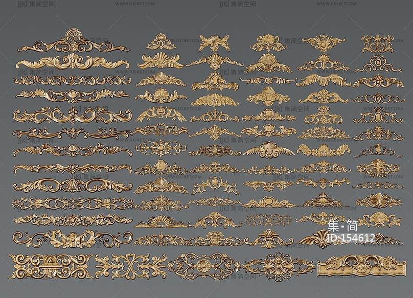 雕花_墙饰_金属构件_装饰_建筑构件su模型