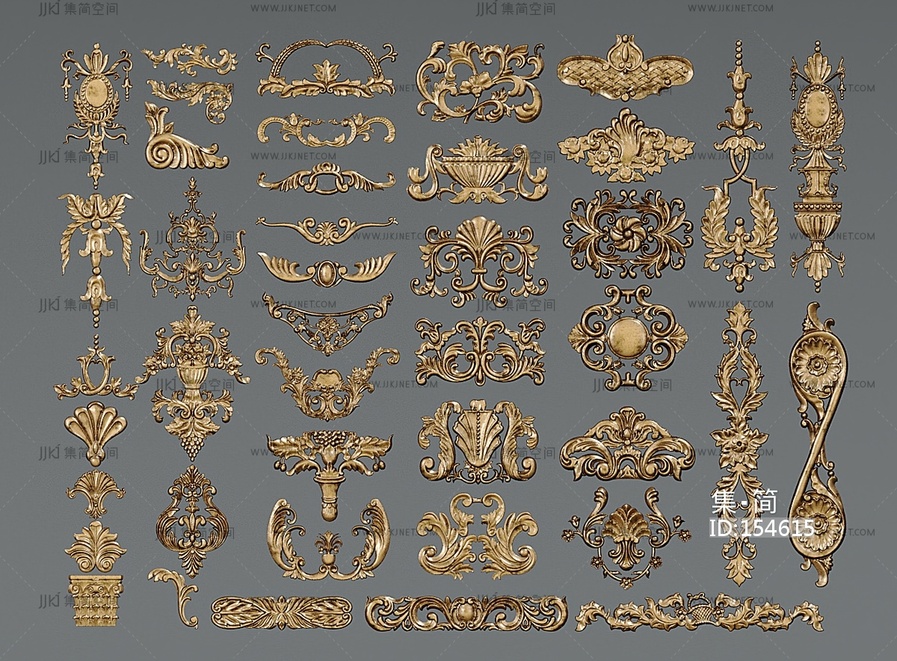 雕花_墙饰_金属构件_装饰_建筑构件su模型