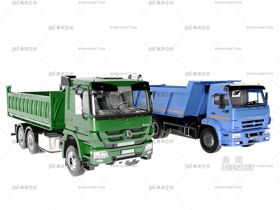 汽车_工程车_卡车_货车翻斗车渣土车SU模型