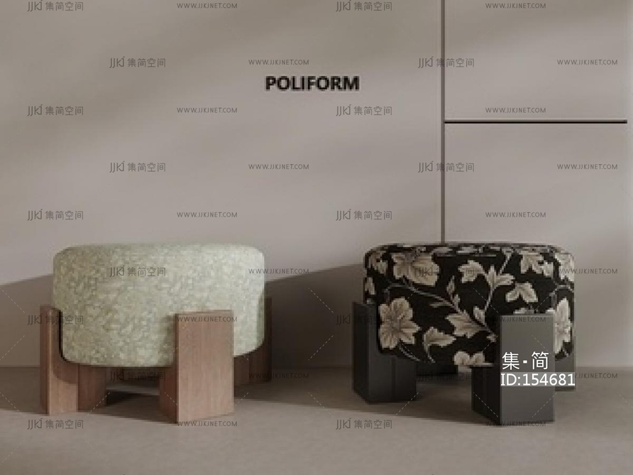 中古其他凳子_中古风圆凳SU模型