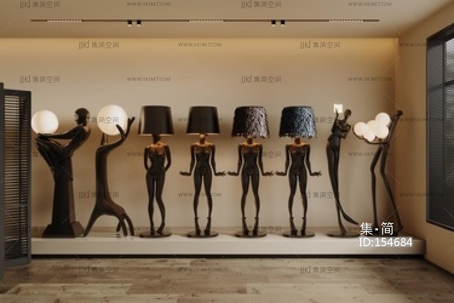 现代简约落地灯_现代落地灯_人体艺术灯_雕塑灯SU模型