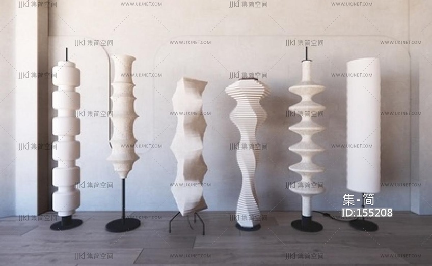 侘寂中式落地灯U模型