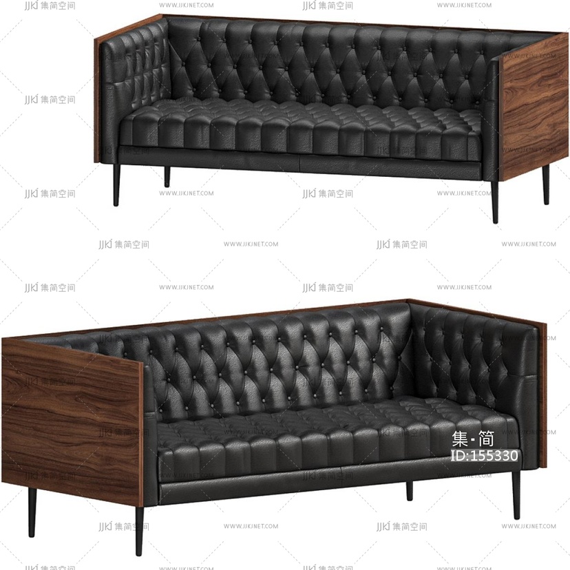 办公皮革沙发现代双人沙发3D模型