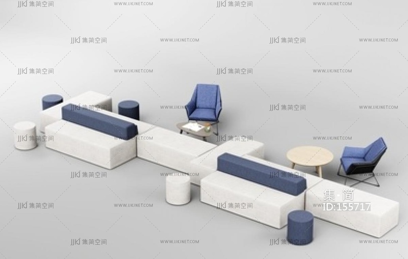 现代办公沙发_现代办公休闲沙发_组合沙发SU模型