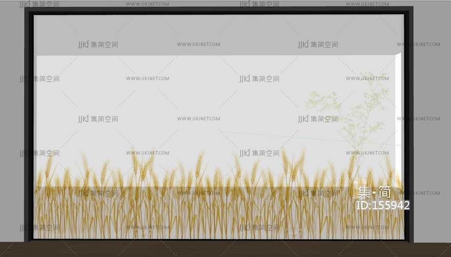 现代麦穗玻璃隔断SU模型