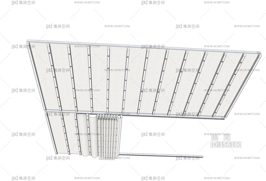 现代阳光房顶面遮阳帘SU模型