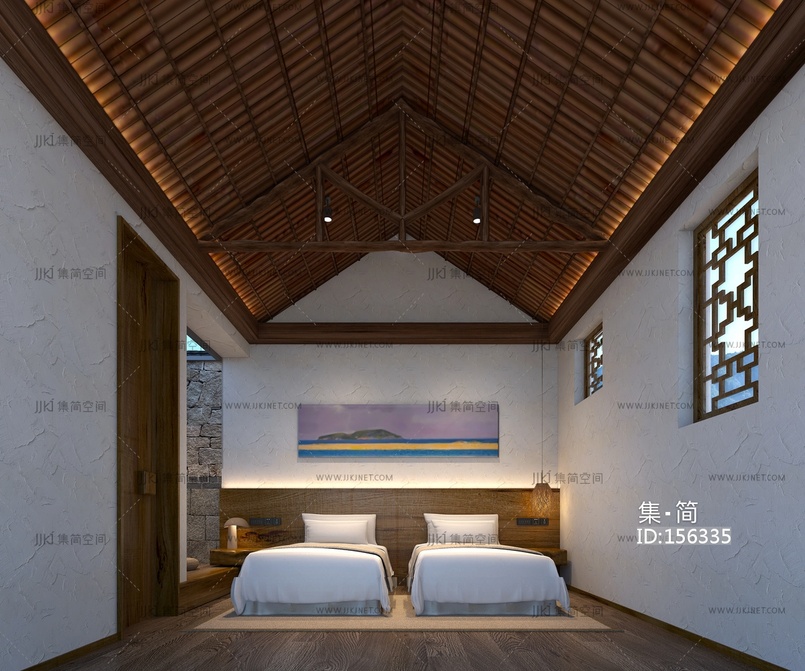 民宿，客房3d模型