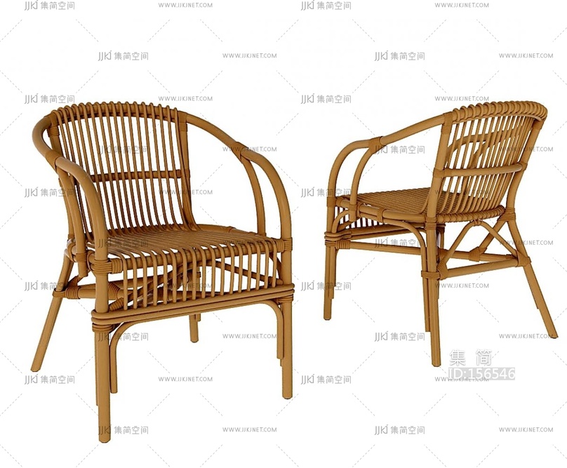 北欧藤编户外椅SU模型