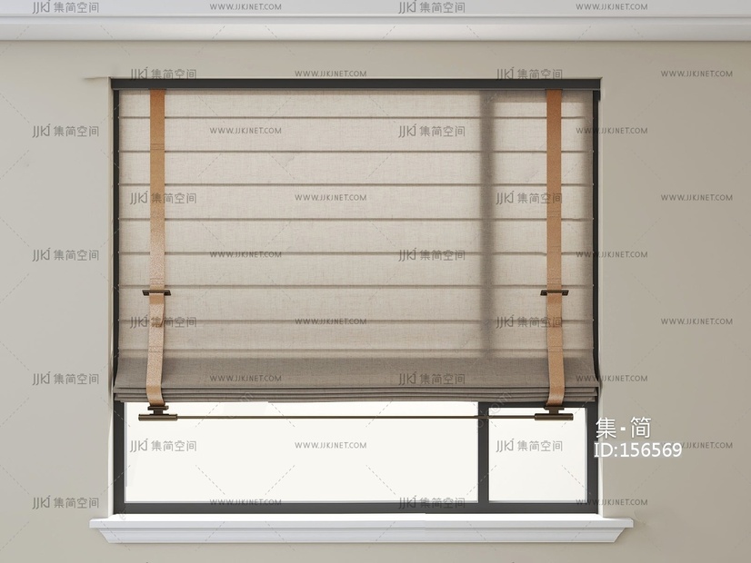 现代罗马帘_罗马帘卷帘窗帘SU模型