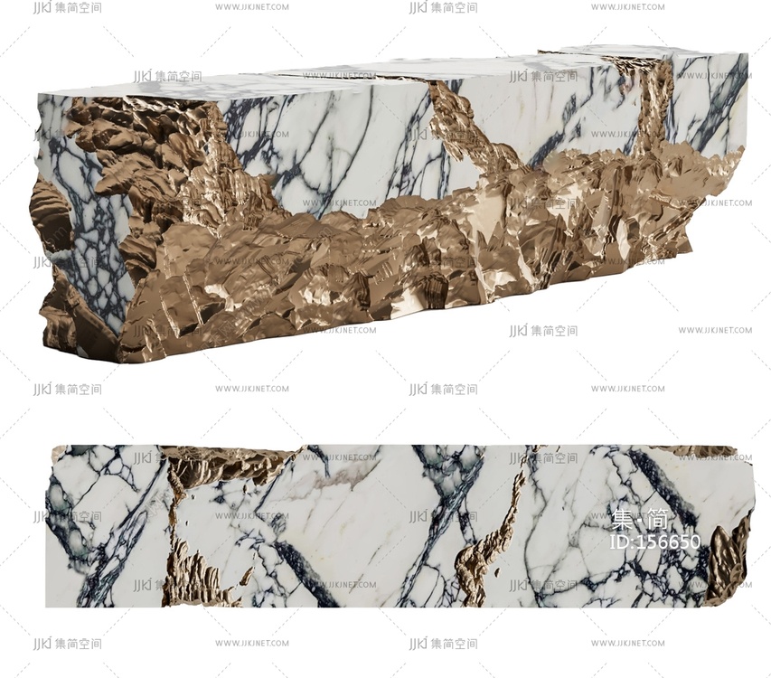 现代简约前台_石头服务台_岩石接待台_岩石前台_公司前台_服务台3D模型v