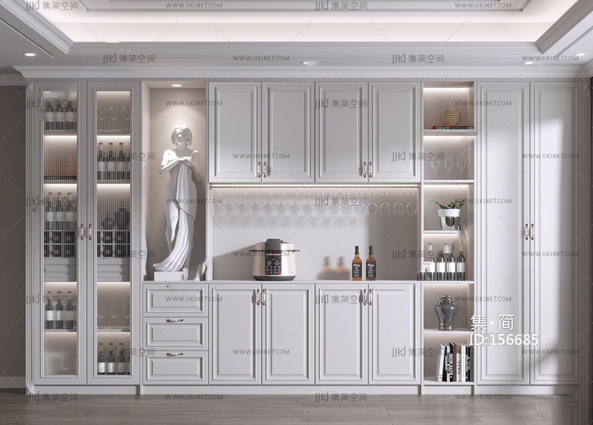 美式酒柜3D模型
