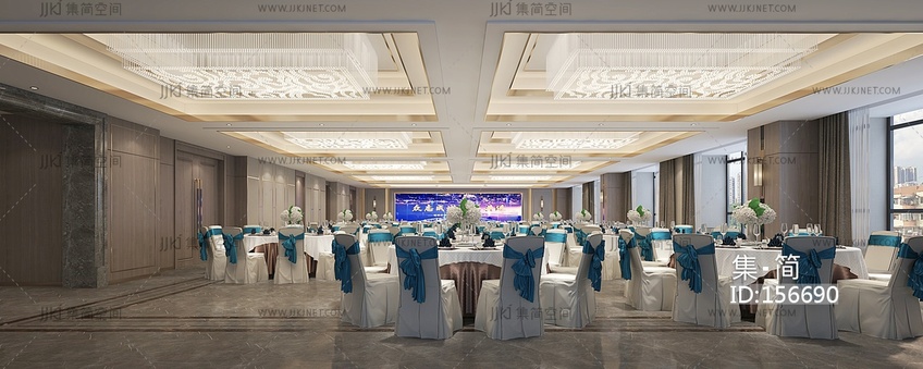 现代酒店大宴会厅3D模型