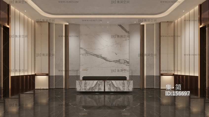 现代大厅_酒店接待大厅酒店大堂3D模型