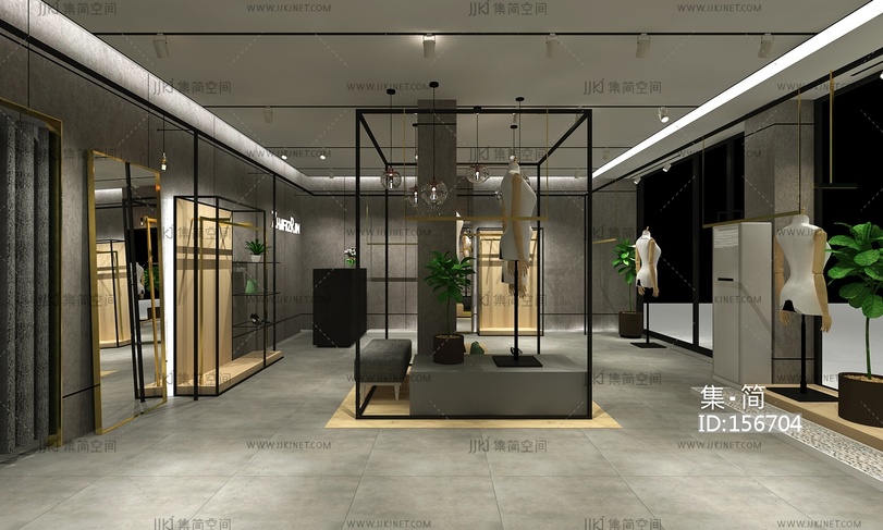 工业风服装店设计 3d模型