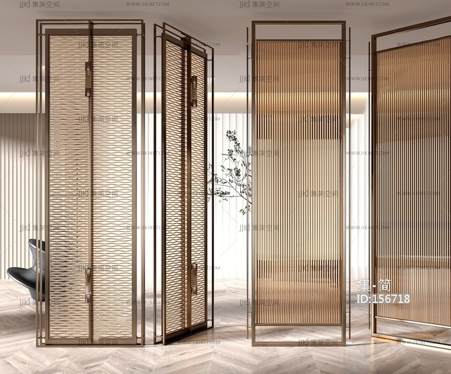 玻璃隔断金属隔断su模型