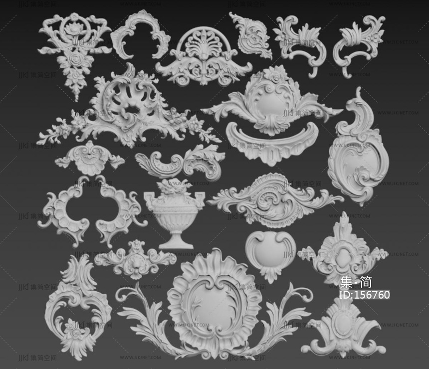 简欧雕花欧式雕花角花SU模型