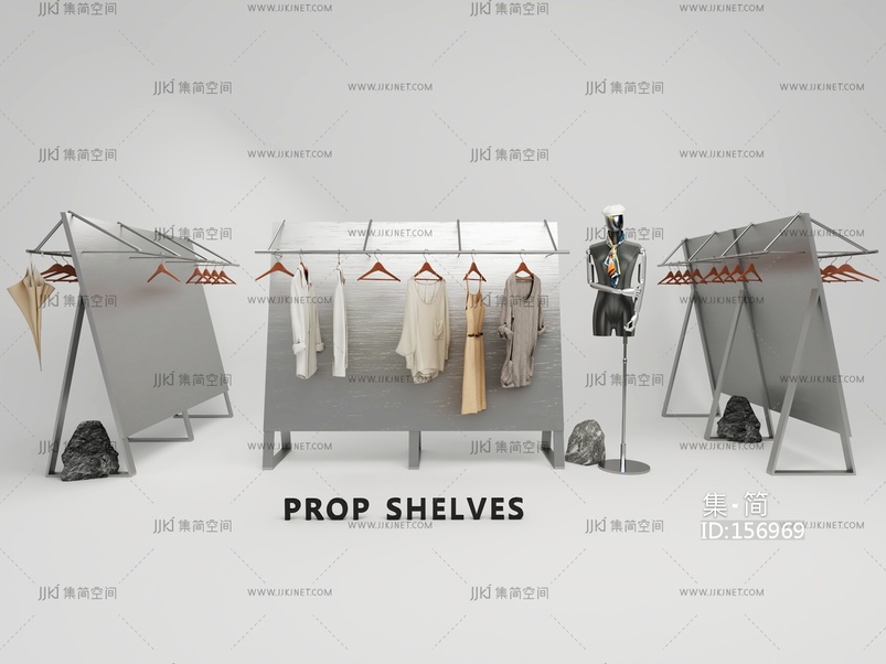 服装店货架挂衣架 3d模型